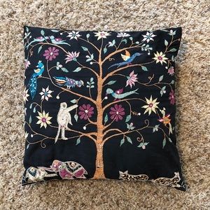 Embroidered throw pillow